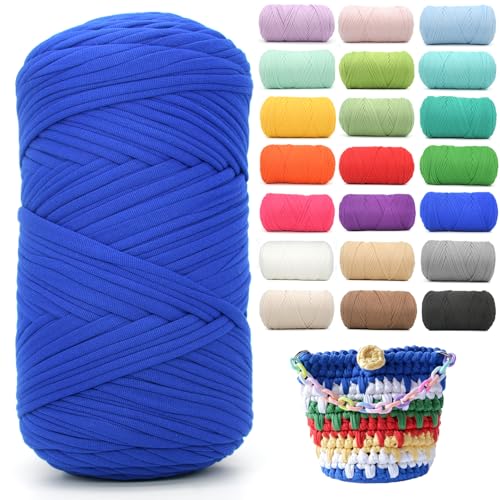 T-Shirt-Garn zum Häkeln, königsblau, für T-Shirts, weicher, elastischer Stoff, grob, dick, T-Shirt-Häkelgarn zum Häkeln, Stricken, Anfänger, Handstricken für Taschen/Basteln/Heimdekoration, Königsblau T-Shirt-Garn zum Häkeln, königsblau, für T-Shirts, weicher, elastischer Stoff, grob, dick, T-Shirt-Häkelgarn zum Häkeln, Stricken, Anfänger, Handstricken für Taschen/Basteln/Heimdekoration, Königsblau von YARFOFUN