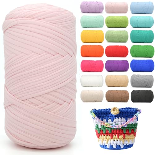 T-Shirt-Garn zum Häkeln, rosa T-Shirt, weicher, elastischer Stoff, grob, dick, T-Shirt-Häkelgarn zum Häkeln, Stricken, Anfänger, Handstricken für Taschen/Basteln/Heimdekoration, Hellrosa T-Shirt-Garn zum Häkeln, rosa T-Shirt, weicher, elastischer Stoff, grob, dick, T-Shirt-Häkelgarn zum Häkeln, Stricken, Anfänger, Handstricken für Taschen/Basteln/Heimdekoration, Hellrosa von YARFOFUN