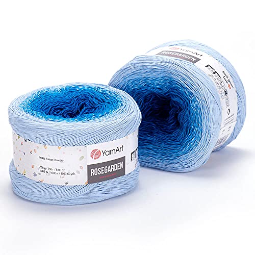 Yarn Art YarnArt Flowers Rosegarden 316 100 % Baumwolle, 250 g, 1094 m, mehrfarbiges Baumwollgarn, Regenbogen-Häkelgarn von YARN ART