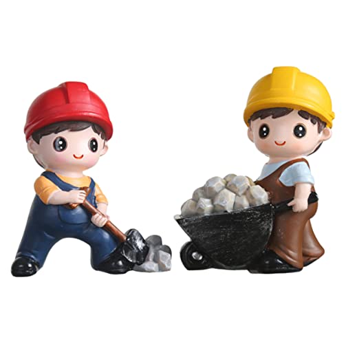 2 Stück Engineering Junge Kuchen Dekoration aus Resin Cartoon Figur für Geburtstagsfeiern Langlebige Tortenornamente Diy Kuchen Deko Vielseitig Einsetzbar von YARNOW