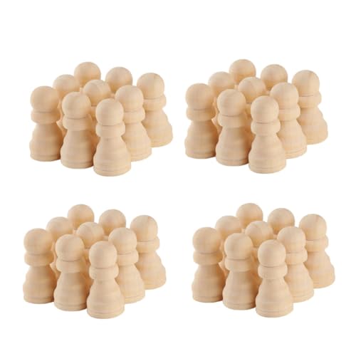 50 Stück Unbemalte Holzschachfiguren DIY Schachspiel Figuren für Bastelprojekte und Dekoration für Zuhause und Büro von YARNOW