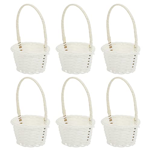 6 Stücke Geflochtener Blumenkorb Mini Weidenkorb mit Henkel Hochzeit Streukorb Landhaus Ostern Tisch Frühlingsdeko (9cm Durchmesser) von YARNOW