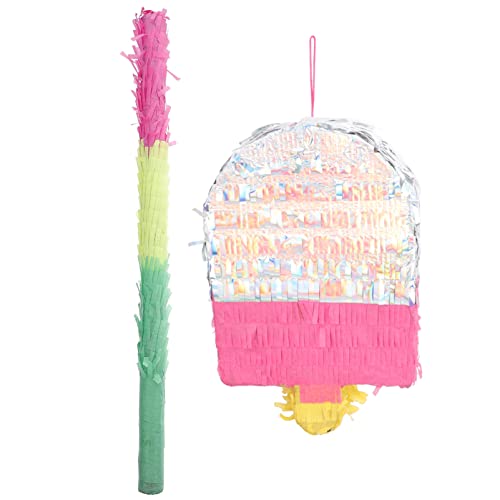 YARNOW 1 Satz Eis-piñata Pinata-spiel Piñata Buster Fledermausstock Baby-dekor Pinatas-partydekorationen Partei Hängen Piñata Mit Stock Folie Piñata Kind Mini Papier Maiskuchen von YARNOW