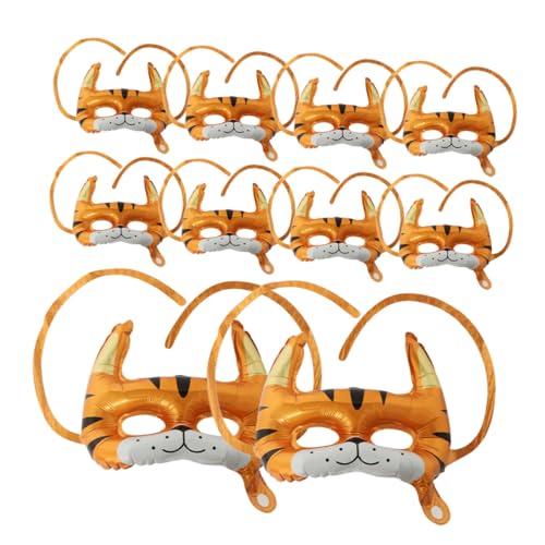 YARNOW 10 Stck. Teiliges Tiger Masken Folienballon Dekorative Aufblasbare Tiermasken für Karneval Geburtstag Party Deko Leicht Aufblasbar Langlebig Auffälliges Design für Festliche von YARNOW