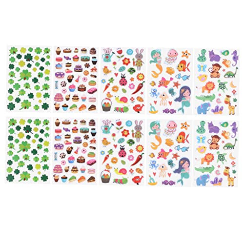 YARNOW 10 Stück Cartoon Aufkleber für Niedliche Tier Bubble Sticker zum Basteln und Scrapbooking Zufällige Farben Zufällige Farbe von YARNOW