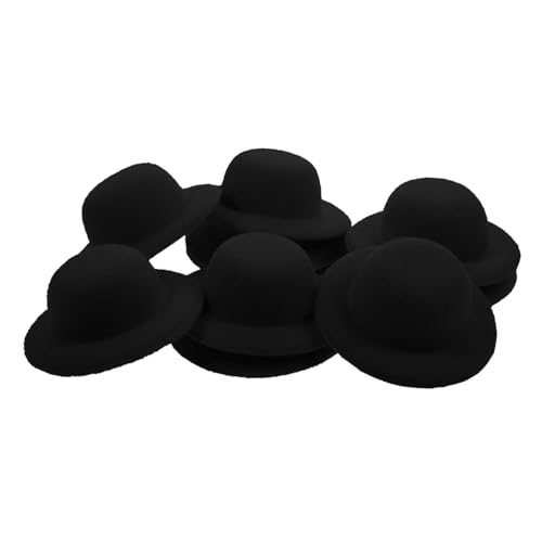 YARNOW 10 Stück Miniatur Hüte Imitation Kleine Puppenhüte aus Kreative Deko für Bastelarbeiten Puppendekoration Party Accessoires Schwarz von YARNOW