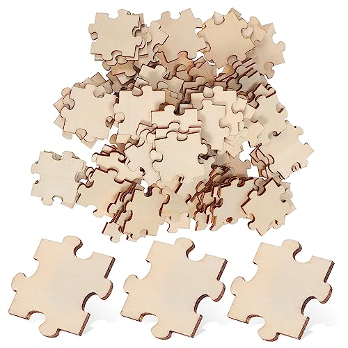 YARNOW 100Stücke Unvollendete Holz Puzzlestücke Puzzle Teile für DIY Kunsthandwerk und Kreative Projekte für Basteln und Veranstaltungen von YARNOW