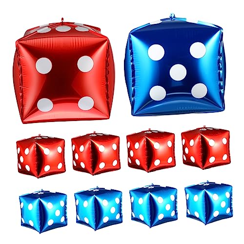 YARNOW 10Stücke Würfelballons Themenparty Deko Folienballons für Hochzeit Rote und Blaue Jumbo Luftballons für Festliche Anlässe von YARNOW