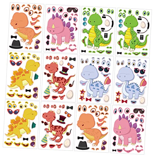 YARNOW 12 Blatt DIY Dinosaurier Puzzle Aufkleber Lustige Cartoon Dinosaurier Sticker für Kinderzimmer und Partys Deko für Feste und Kreative Bastelprojekte YARNOW 12 Blatt DIY Dinosaurier Puzzle Aufkleber Lustige Cartoon Dinosaurier Sticker für Kinderzimmer und Partys Deko für Feste und Kreative Bastelprojekte von YARNOW