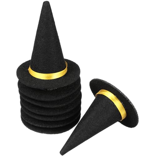 YARNOW 12 Mini-Hexenhüte Für Halloween Hexenhut Aus Filz 6 5 X 6 5 Cm Schwarz Mini-Partyhüte Halloween-Weinflaschenverschluss Cupcake-Topper Für Partygeschenke Diy-Haarschmuck von YARNOW