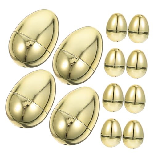YARNOW 12 Stück Goldene Ostereier Metallische Korbform DIY Leere Eier Befüllbare Eier Dekoration Goldene Eier Jumbo Kunstei Großes Goldenes Ei Gastgeschenk Pp von YARNOW