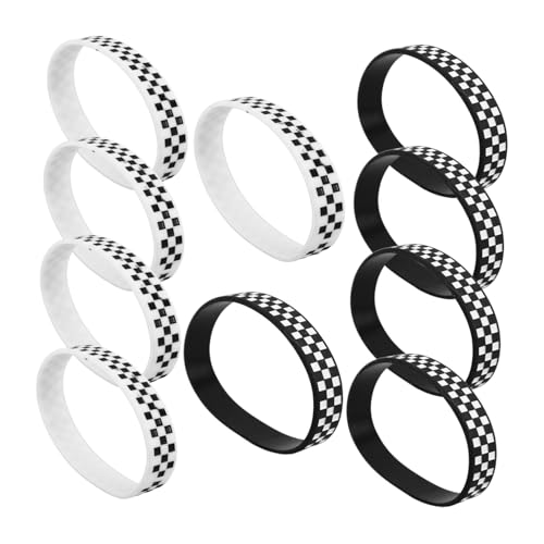 YARNOW 12 Stück Kariertes Armband Partydekorationen Zum Thema Rennen Rennwagen Armbänder Fans Liefern Zarte Sportarmbänder Fußballarmbänder Tragbare Sportarmbänder Handgelenk von YARNOW