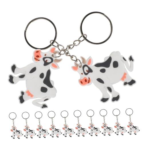 YARNOW 12 Stück Kuh Schlüsselanhänger Karikatur Kühe Party Reiz Schild lustig Entzückender Kuhanhänger Schlüsselbunddekoration Cartoon -Schlüsselbund Schlüssel Charme Tierzauber PVC Weiß von YARNOW