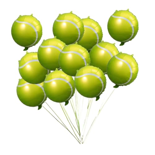YARNOW 12 Stück Teiliges Folien Tennisball Luftballons Große Aufblasbare Tennisparty Deko mit Aufhängeösen Langlebig für Sportliche Geburtstagsfeiern und Tennis Motto Partys von YARNOW