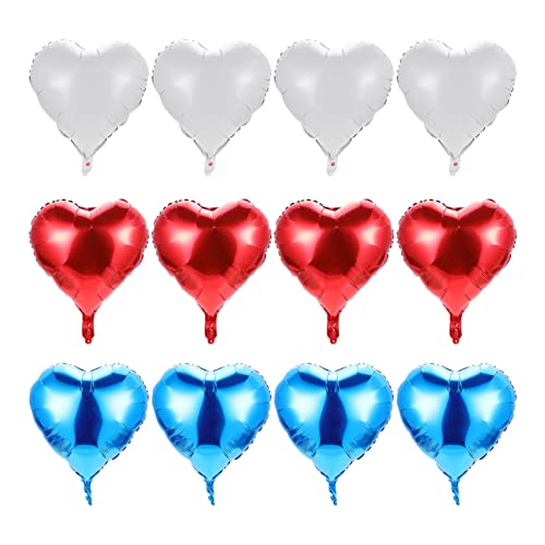YARNOW 12 Stück Teiliges Herzballons aus Aluminiumfolie für Unabhängigkeitstag Herzförmige Luftballons in Weiß Rot und Blau für Partydekoration und Foto Backdrops YARNOW 12 Stück Teiliges Herzballons aus Aluminiumfolie für Unabhängigkeitstag Herzförmige Luftballons in Weiß Rot und Blau für Partydekoration und Foto Backdrops von YARNOW