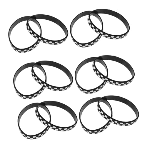 YARNOW 12 Stück Teiliges Karierte Silikon Wristbands mit Rennmuster Leichtes Tragbares Sportarmband für Party Event und Teamaktivitäten Bequemes Modisches Handgelenk Accessoire von YARNOW