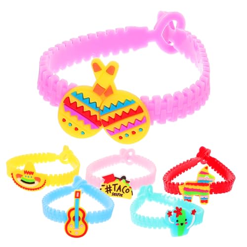 YARNOW 12 Stück Teiliges Mexikanisches Fiesta Armband aus Farbigem PVC Cartoon Design Dekoratives Partyaccessoire für Karneval Stilvolle Handgelenkbanderole für Mexikanische YARNOW 12 Stück Teiliges Mexikanisches Fiesta Armband aus Farbigem PVC Cartoon Design Dekoratives Partyaccessoire für Karneval Stilvolle Handgelenkbanderole für Mexikanische von YARNOW