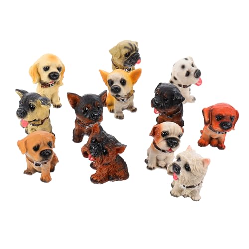 YARNOW 12 Stück Teiliges Resin Hund Figurinen Realistische Deko für Zuhause Hotel und Charmante Handwerkskunst für Kreative Fotorequisiten und Stilvolle Einrichtung von YARNOW