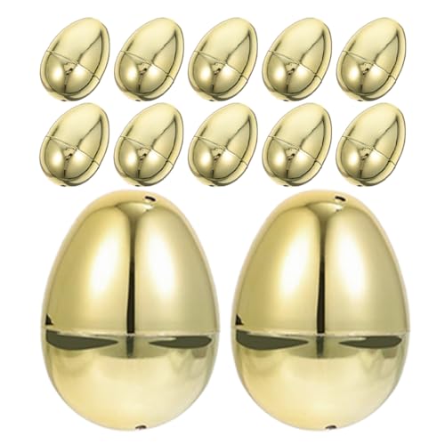 YARNOW 12Stücke Befüllbare Goldene Ostereier Aus Kunststoff Für Eiersuche Geschenkkörbe Und Partydekoration Vielseitig Einsetzbar Für Süßigkeiten von YARNOW