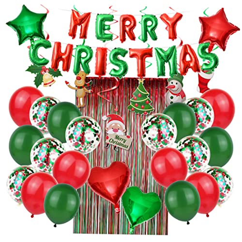 YARNOW 1Satz Weihnachtsballon Aluminiumfolienballons Partyballons Und Regenvorhang Und Herzen Glänzende Und Matte Ballons von YARNOW
