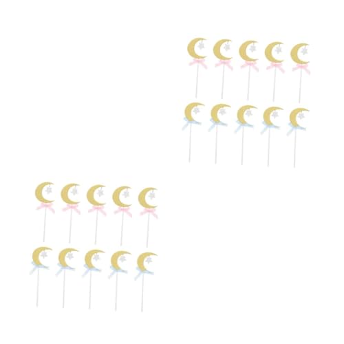 YARNOW 2 Sätze Backen Dekoration Mondkuchen Topper Mond-cupcake-topper Einfügen Mond Und Stern Sahnetortenaufsatz Mondstern Cupcake Topper Kuchendeckel Kuchendekor Papier 20 Stück * 2 von YARNOW