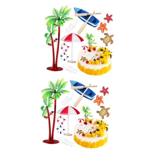 YARNOW 2 Sätze Dekoration Mit Strandmotiven Topper Im Freien Hochzeitstortendekorationen Kuchenverzierung Kuchendekoration Einrichtung Mit Strandmotiven Party Baum Glas 10 Stück * 2 von YARNOW