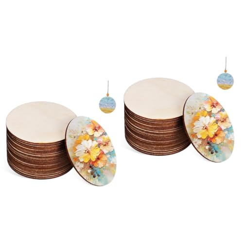 YARNOW 2 Sätze Diy Holzscheiben Runde Naturholzscheiben Für Bastelarbeiten Große Holzplatten Für Hochzeiten Dekoration Und Projekte 20 Stück * 2 von YARNOW
