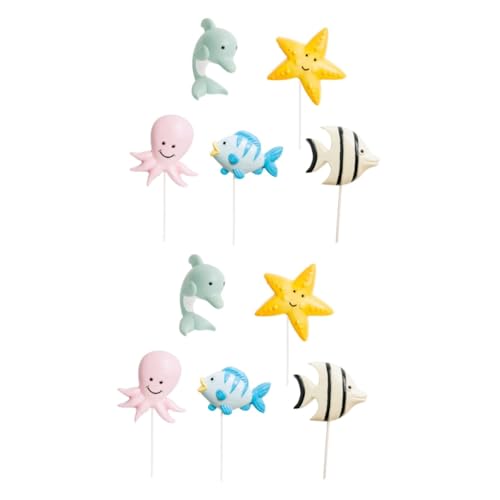 YARNOW 2 Sätze Ocean World Ornamente Geburtstagstorte Dekore Tortenaufleger Mit Meeresmotiven Hochzeitsdeko Cupcake Topper Zum Geburtstag Party-kuchen-picks 5 Stück * 2 YARNOW 2 Sätze Ocean World Ornamente Geburtstagstorte Dekore Tortenaufleger Mit Meeresmotiven Hochzeitsdeko Cupcake Topper Zum Geburtstag Party-kuchen-picks 5 Stück * 2 von YARNOW