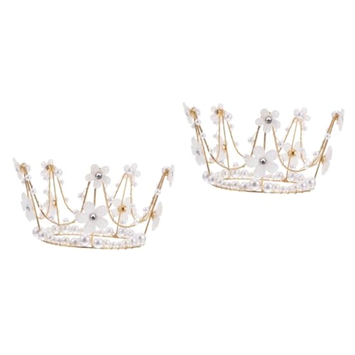 YARNOW 2 Stck. Perlenkrone Tortendekoration für Geburtstagsfeiern Elegante Cake Topper für Hochzeiten und Festliche Tortendeko für Besondere Anlässe von YARNOW