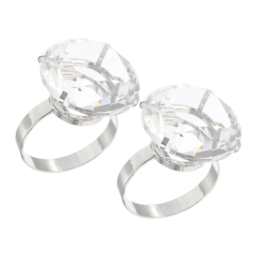 YARNOW 2 Stück Große Diamantring-Requisiten gefälschter Verlobungsring Trauring Eheringe Glas Transparent von YARNOW