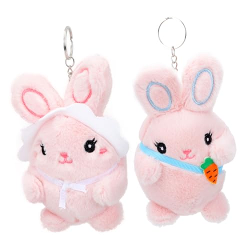 YARNOW 2 Stück Osterhasen-Anhänger Tasche hängende Dekoration Schlüsselanhänger zum Aufhängen Kaninchen Puppe Schlüsselanhänger Plüsch-Kaninchen-Puppe zum Aufhängen kurzer Plüsch Rosa von YARNOW