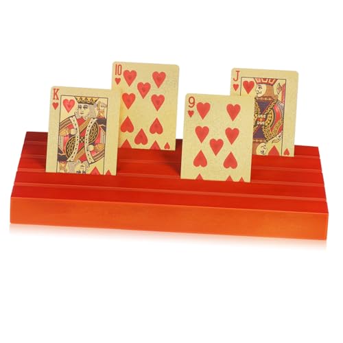 YARNOW 2 Stück Spielkartensockel aus Holz Kartenhalter Kartenspiel Legen Slot Poker Spielkarten Stehen Spielkarten-Präsentationsständer Spielkartenständer Kiefernholz Braun von YARNOW
