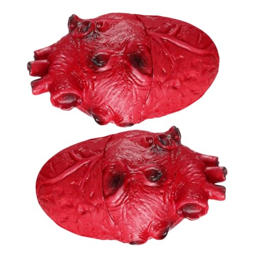 YARNOW 2 Stück Teiliges Halloween Deko Realistische Fake Herz Requisiten aus Vinyl Gruselige Organe für Party Spukhaus Tischdekoration von YARNOW