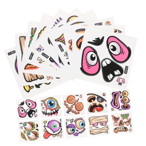 YARNOW 20 Blatt Teiliges Diy Halloween Aufkleber Selbstklebende Gruselige Gesichtssticker für Halloween Party Deko Cartoon Sticker für Zuhause für Kostüm und Kinderpartys YARNOW 20 Blatt Teiliges Diy Halloween Aufkleber Selbstklebende Gruselige Gesichtssticker für Halloween Party Deko Cartoon Sticker für Zuhause für Kostüm und Kinderpartys von YARNOW