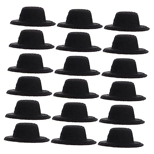 YARNOW 20 Stück Miniatur Hüte Schwarze Formelle Puppenhüte für Kreative Bastelprojekte und Rollenspiele für DIY und Puppen Outfits von YARNOW