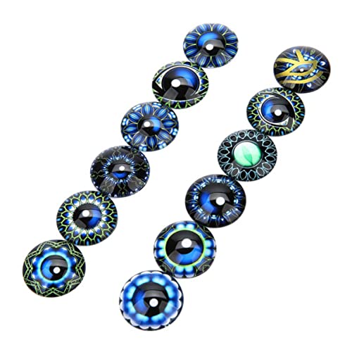YARNOW 20 Stück Runde Cabochons mit Blumenmuster DIY Schmuckmaterial für Kreative Bastelprojekte Geeignet für Ohrringe Uhren und Mehr Blau von YARNOW
