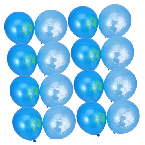 YARNOW 20Stücke Weltkarten Luftballons Set Für Schuldekoration Hellblau Und Dunkelblau Druck Partyzubehör Für Klassenzimmer Und Geburtstagsfeiern von YARNOW