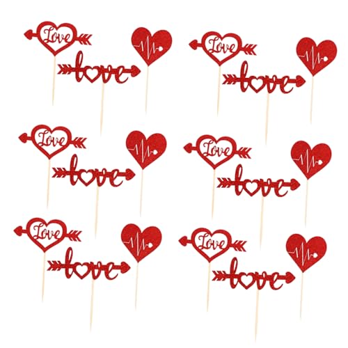 YARNOW 24 Stück Liebe Cupcake Toppers Valentinstag Kuchen Dekorationen für Hochzeiten und Partys Cake Picks für Kreative Feiern von YARNOW