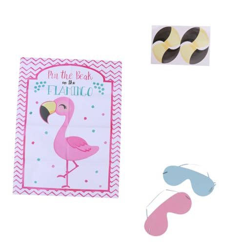 YARNOW 2Sätze Flamingo Thema Aufkleber mit Augenmaske und Spielplakat für Kindergeburtstag Schulfeier und Raumdekoration Wiederverwendbare Sticker und Abnehmbarer Schnabel von YARNOW