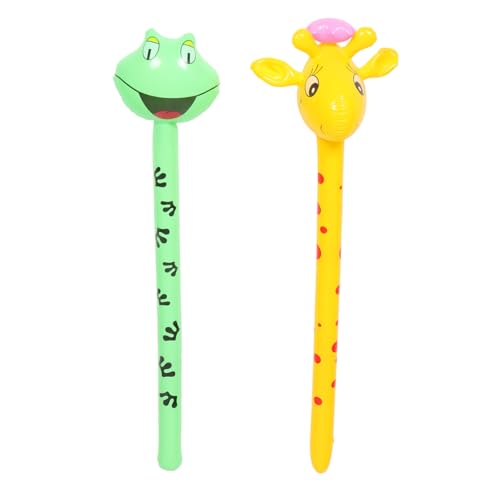 YARNOW 2Stücke Aufblasbare Tierköpfe Frosch und Giraffe Spielzeuge für Themenpartys Sicheres Langlebiges Material für Drinnen und Draußen Geburtstagsfeiern von YARNOW