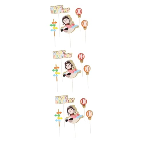 YARNOW 3 Sätze Flugzeug Cake Toppers Geburtstagskuchen Deko Für Lustige Tortendekoration Mit Luftballon Design Sicher Und Vielseitig Einsetzbar Für Partys Und Feiern 25 Stück * 3 von YARNOW