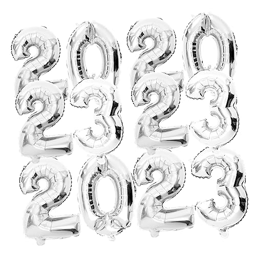 YARNOW 3 Sätze Silberne Aluminium Folienballons Zahlen für Neujahrsfeier Partydeko Leicht Groß Vielseitig Klebbar an Wand Fenster Decke Foto Requisite für Feste Events von YARNOW