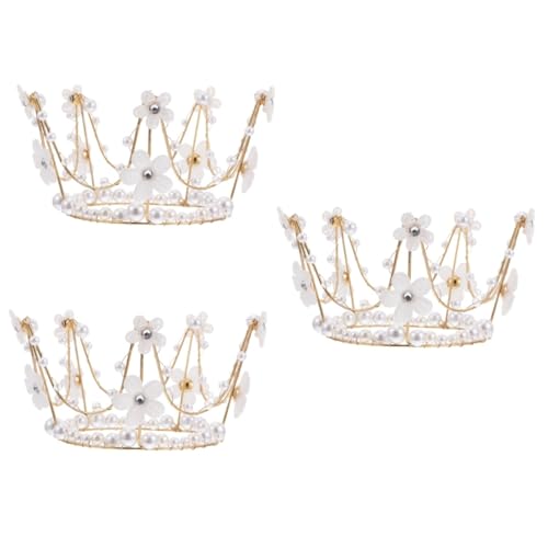 YARNOW 3 Stck. Perlenkrone Tortenaufsatz für Hochzeiten und Partys Elegante Kuchendekoration Brautkrone für Besondere Anlässe und Sicher Tortendeko für von YARNOW