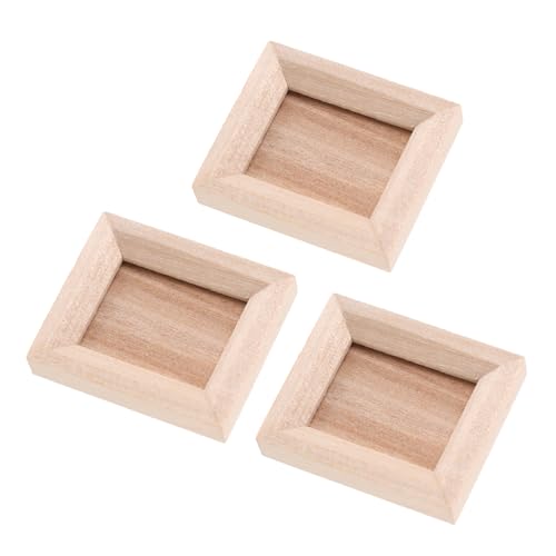 YARNOW 3 Stück Mini Bilderrahmen aus Holz für Puppenhaus Dekoration Unbemalt Leicht und Robust Handwerkliche Verarbeitung Geeignet für DIY Mikrolandschaften und Miniaturhaus Zubehör von YARNOW