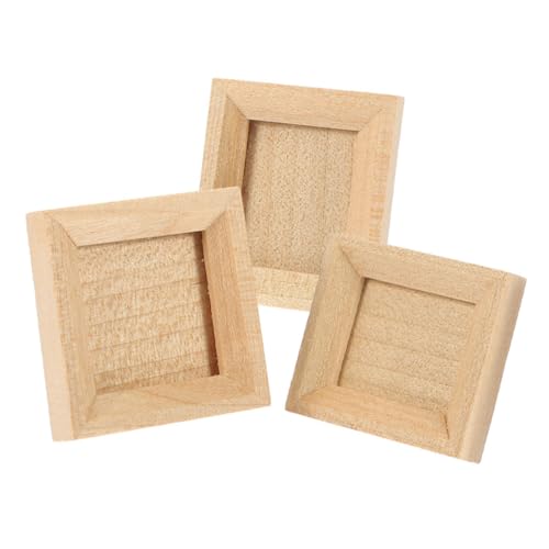 YARNOW 3 Stück Puppenhaus-fotorahmen Klein Mini Mikro-fotorahmen Puppenhausdekor Puppenhaus Bilderrahmen Fotorahmen-Modell Beige Holz von YARNOW
