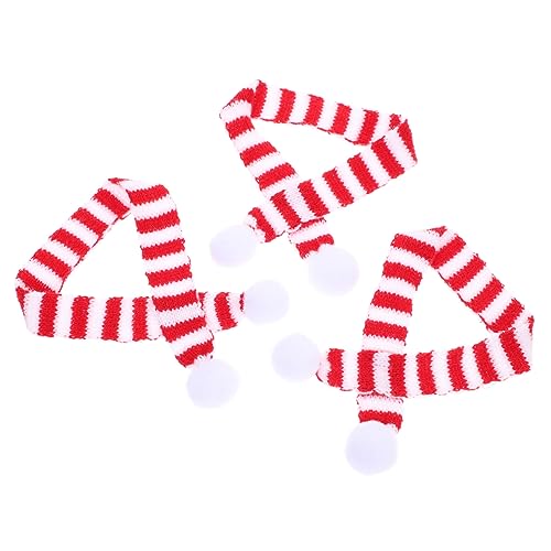YARNOW 3 Stück Teiliges Mini Schals aus Stoff Rote und Weiße Strickschals Festliche Dekoration für Puppen Bären und Schneemann Weihnachts Party Accessoires von YARNOW