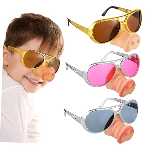 YARNOW 3 Stück Teiliges Pig Nose Brillen Gold Silber Lustige Partybrillen für Erwachsene Kostüm Accessoires für Halloween Karneval und Foto Spaß YARNOW 3 Stück Teiliges Pig Nose Brillen Gold Silber Lustige Partybrillen für Erwachsene Kostüm Accessoires für Halloween Karneval und Foto Spaß von YARNOW