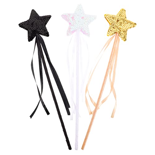 YARNOW 3 Stück Teiliges Zauberstäbe Sternform Dekorative Feenstäbe für Mädchen Glitzernde Zauberstäbe Gold Rosa und Schwarz für Feste und Partys von YARNOW