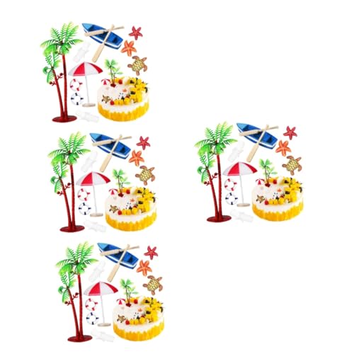 YARNOW 4 Sätze Dekoration Mit Strandmotiven Tropisches Miniatur-strandkorb-ornament Im Freien Hochzeit Kuchendekorationsmaterial Kuchendekorationen Für Poolpartys Glas 10 Stück * 4 von YARNOW