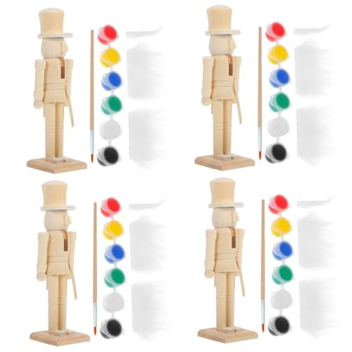 YARNOW 4 Sätze Unbehandeltes Holz Dekorationsset DIY Figurine mit Farben Unbunte Holzfigur für Kreative Bastelprojekte für Wohnzimmer Kindergarten und YARNOW 4 Sätze Unbehandeltes Holz Dekorationsset DIY Figurine mit Farben Unbunte Holzfigur für Kreative Bastelprojekte für Wohnzimmer Kindergarten und von YARNOW
